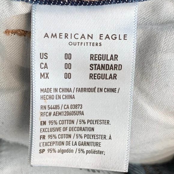 American Eagle Mom Jeans‎ Womens 00 Blue Distressed Knees hem pockets casual - Picture 5 of 13